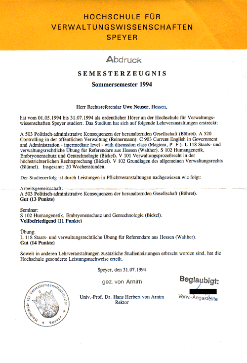 Zeugnis